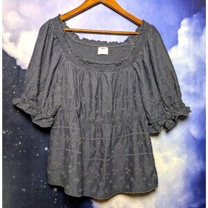 Old Navy Embroidered Smocked Peasant Top Size XL Cottagecore Boho Romantic